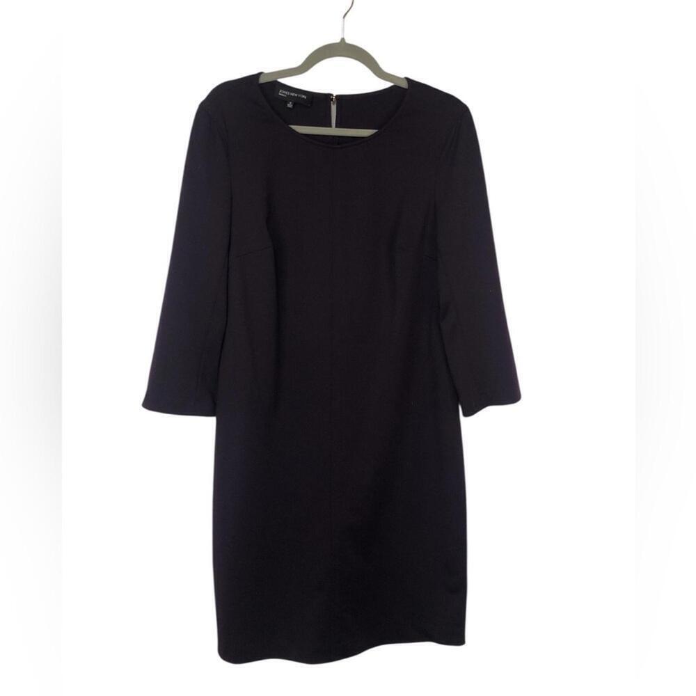 Jones New York Classic Burgundy Long Sleeve Dress Gold Button Closure
